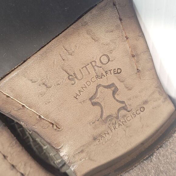 Sutro Seal of the Sutro San Francisco Woven Greenish Leather Booties Womens  6 - Picture 8 of 11